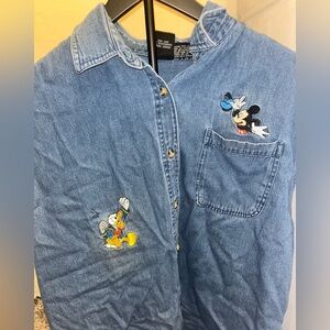Vintage Disney Mickey unlimited 1X Mickey and Donald Duck denim jean vest